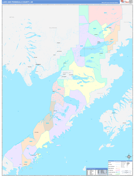 Lake and Peninsula County, AK Zip Code Map